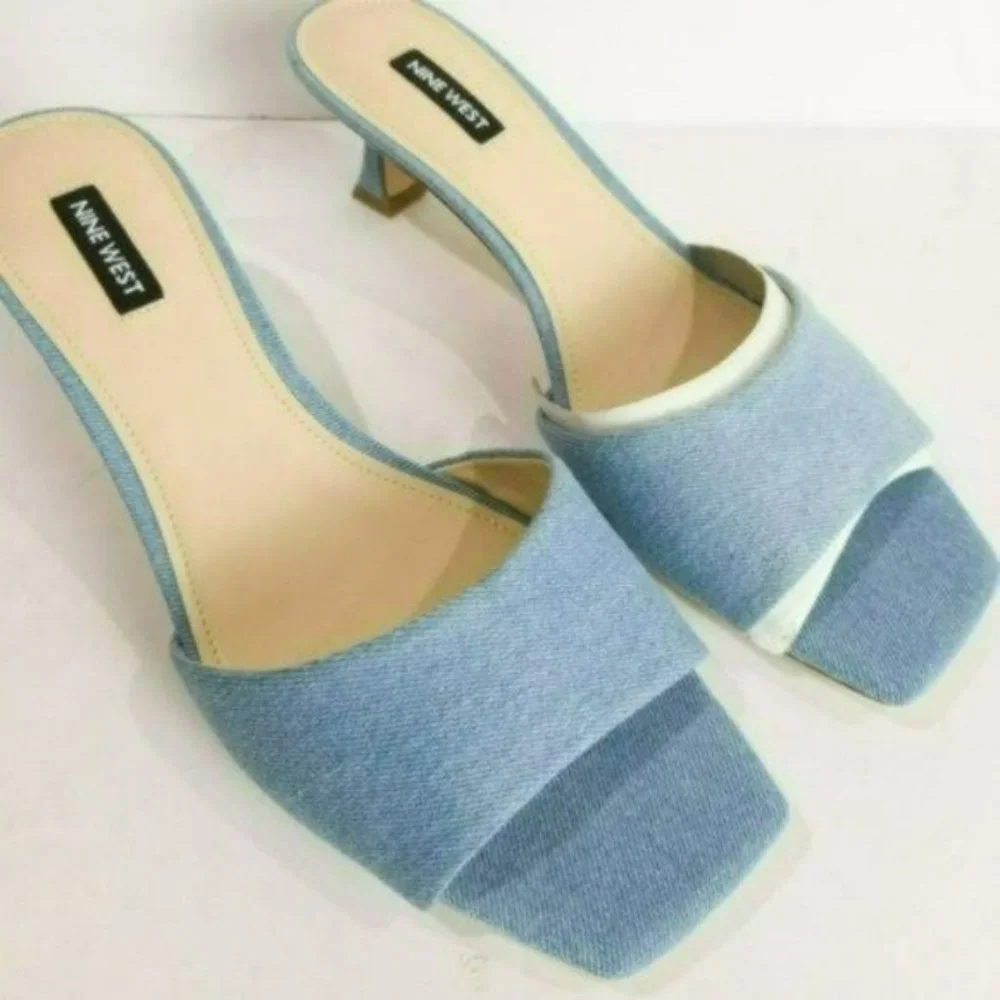 Nine West Indra Square Toe Low Heel Sandals-9.5 - Picture 6 of 8